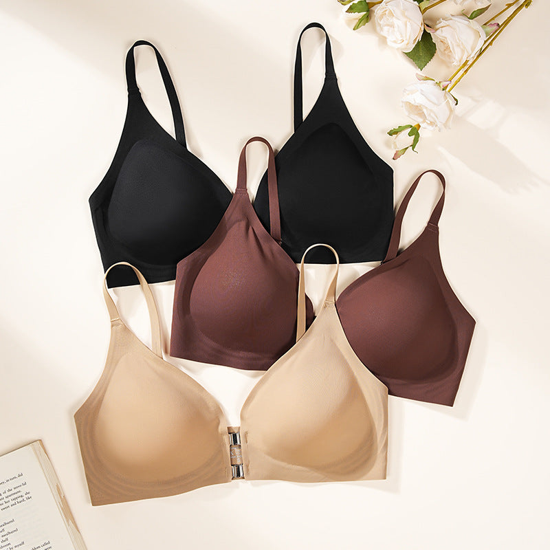 Front buckle wireless adjustable bra plus size traceless beauty back soft support sports breathable underwear