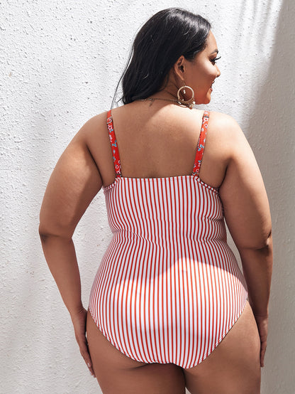 LF (L-4XL) swimsuit women's one piece sexy plus size floral