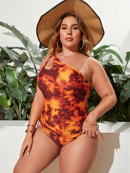 LF (L-4XL) women's one-piece color printing sexy swimsuit plus size