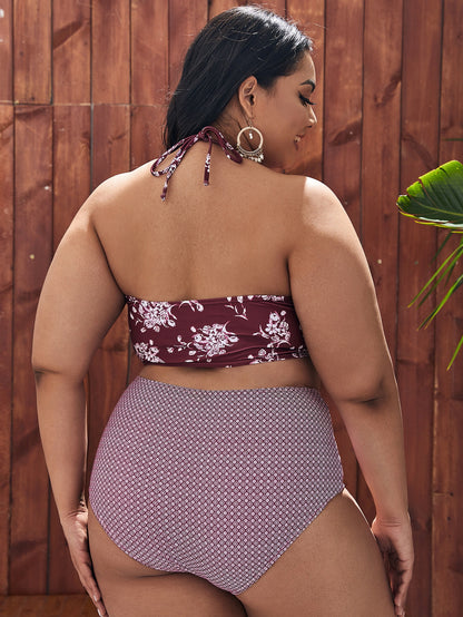 LF (L-4XL) swimsuit women's sexy split bikini floral plus size plus-sized