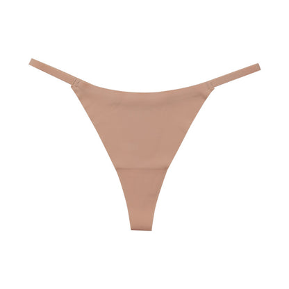Low waist Ice Silk seamless T-back grinding cotton crotch T-shaped quick-drying