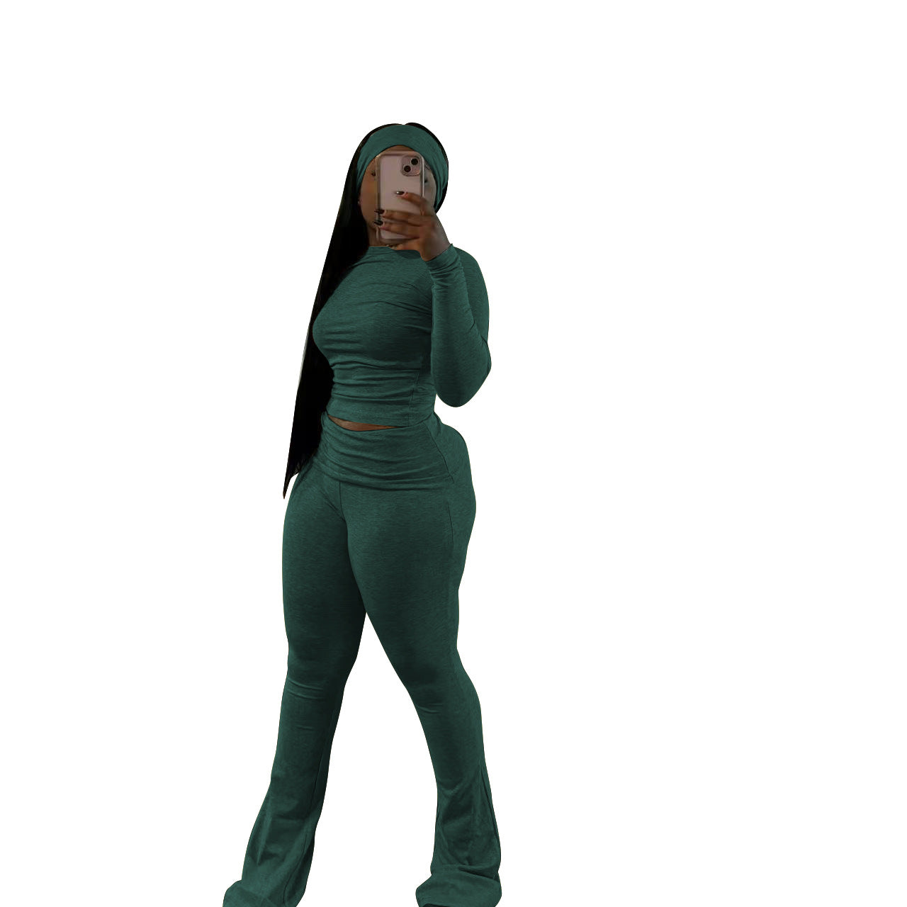 MZ (S-2XL) tight-fitting solid color suit MZ88614 sexy slim elastic band headscarf suit