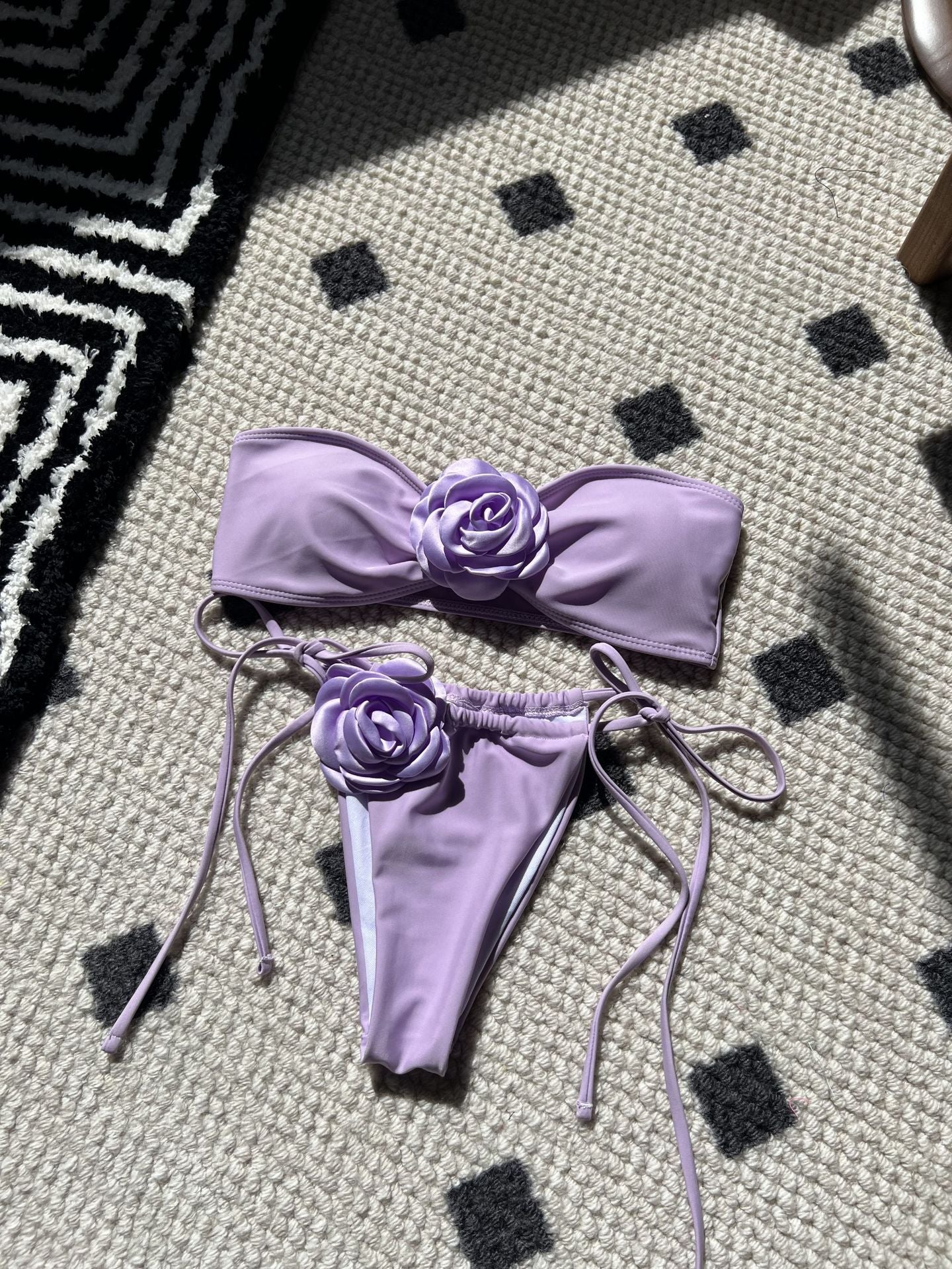 (4 days ready to ship) SY rose tube top drawstring strap split swimsuit bikini 9150