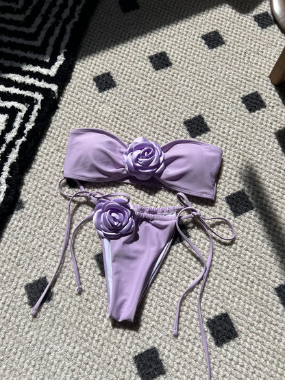 (4 days ready to ship) SY rose tube top drawstring strap split swimsuit bikini 9150