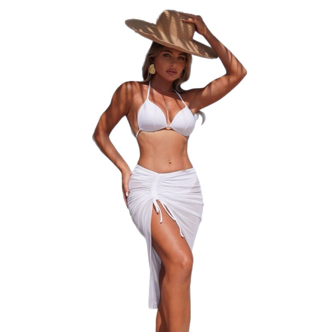 (4 days ready to ship) SY 2026 three-piece bikini mesh long dress split