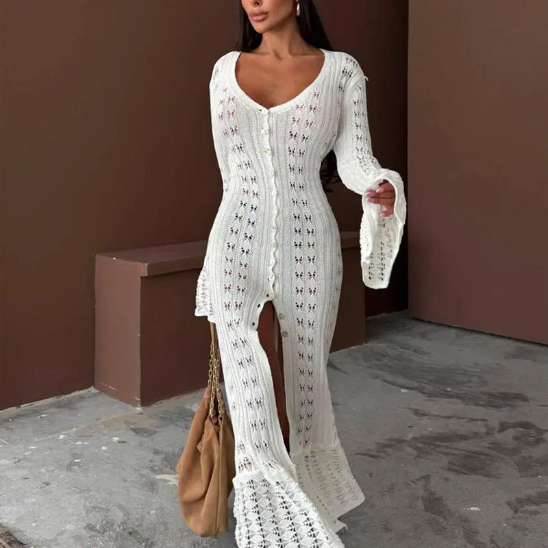 CYB knitted cardigan coat bell sleeve V-neck blouse
