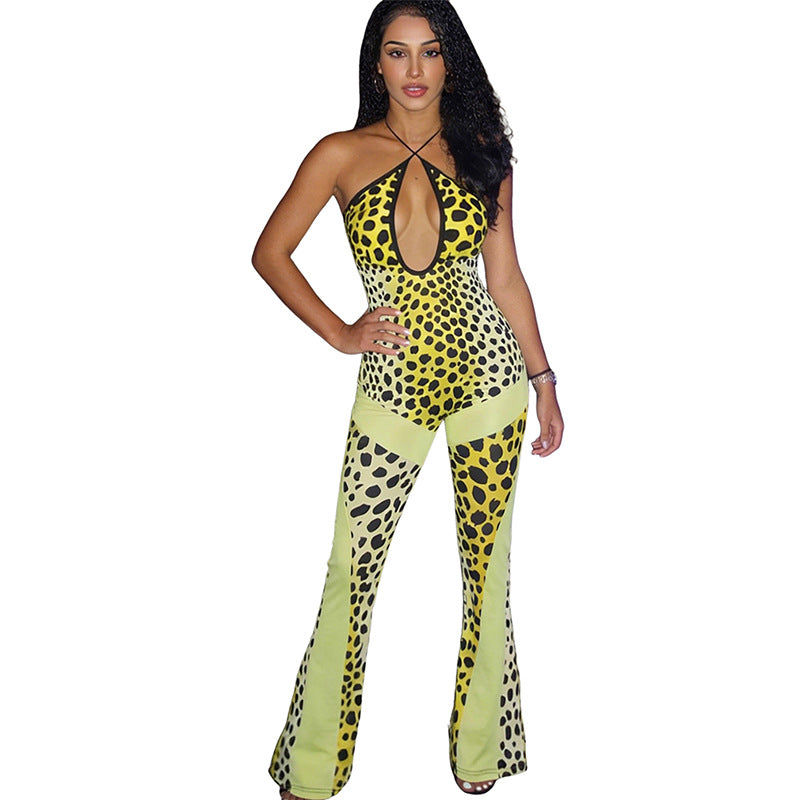 SXR spring sexy backless water drop collar lace-up halterneck slightly pull long conjoined trousers
