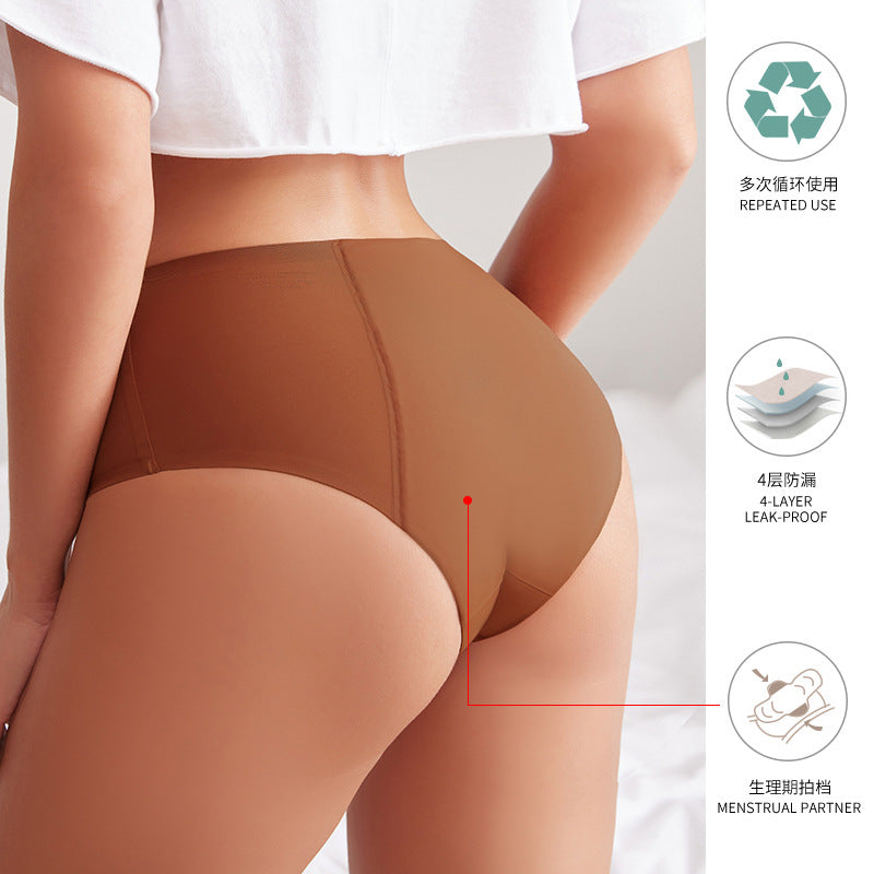 Plus size mid mid-waist seamless menstrual period side leakage prevention menstrual period panties aunt physiological high waist belly contracting