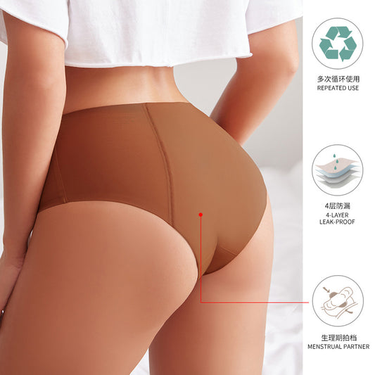 Plus size mid mid-waist seamless menstrual period side leakage prevention menstrual period panties aunt physiological high waist belly contracting