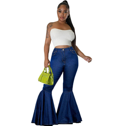 GY (S-XL) N5016 denim slim-fit sheath loose trousers Bell-bottom pants