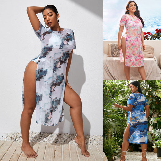 LF (one size) 2026 swimsuit women's sexy plus size printed beach sun protection clothing