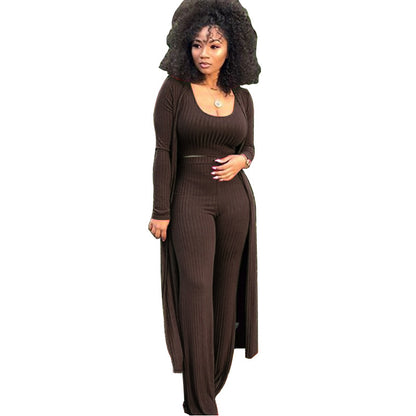 MYF (S-2XL) high elastic sunken stripe three-piece suit