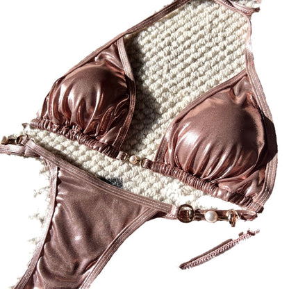 (4 days ready to ship) SY glossy Pearl T-shaped bikini swimsuit