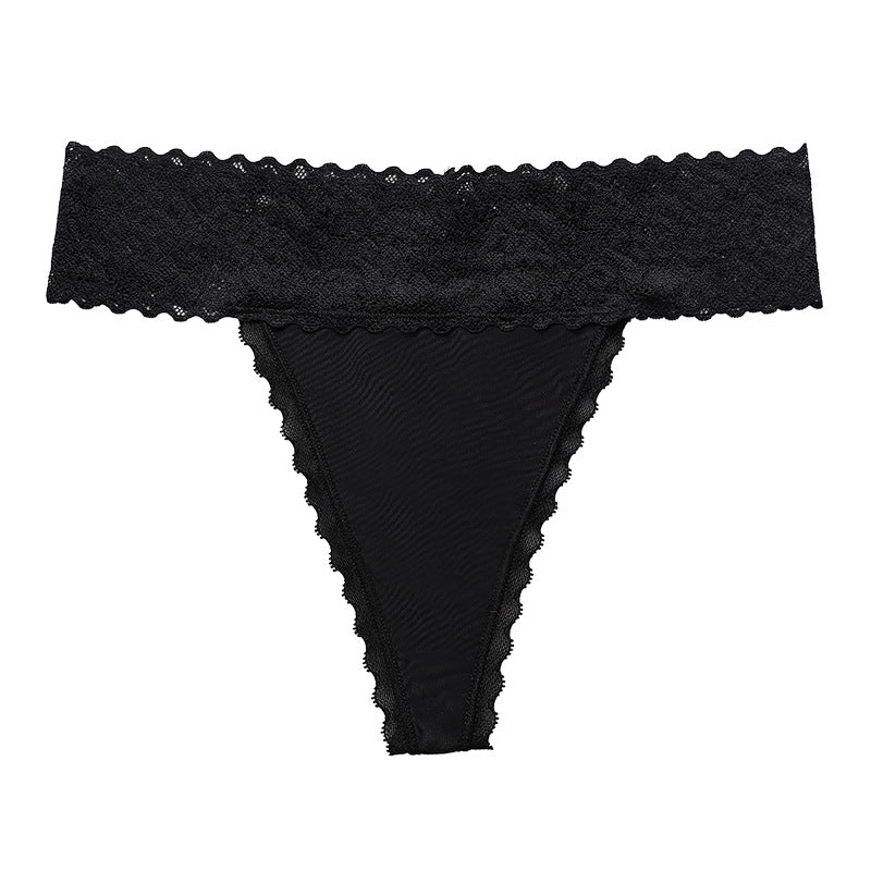 Lace grinding stitching seamless yoga sports T-shaped panties breathable quick-drying T-back