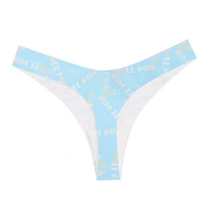 Couple theme printing seamless one-piece thin T-shaped low waist invisible yoga T-back