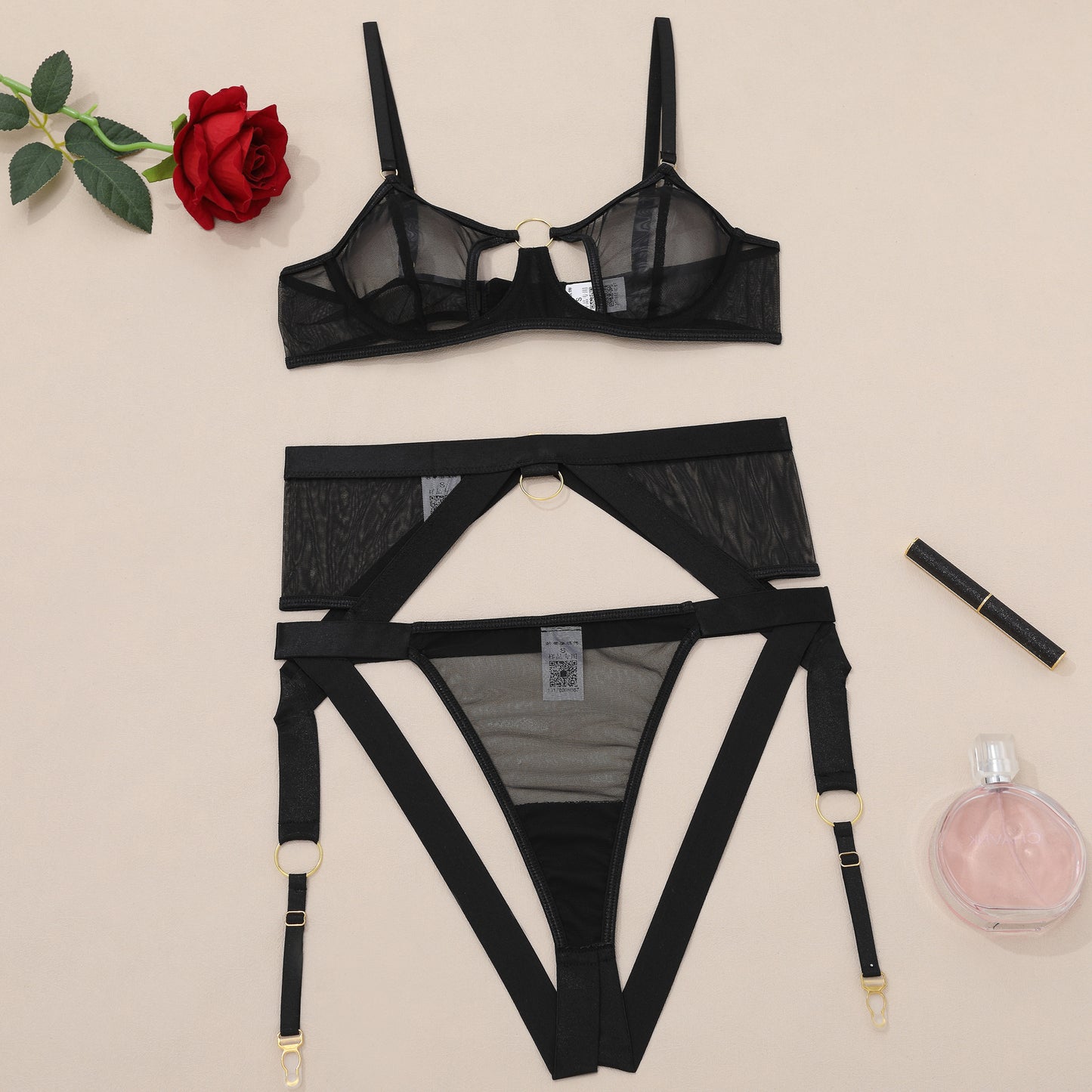 Mesh comfortable underwear set Garter sexy suit