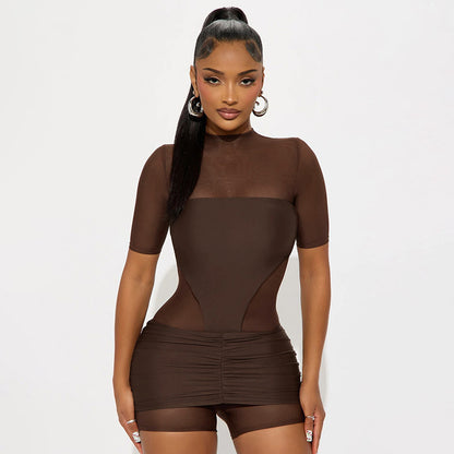 DZHT J25ST482 fashion mesh pleating double layer suit