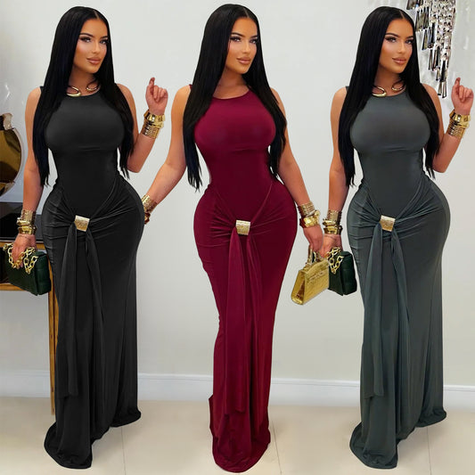 XYZ C7600 elegant slim fit backless dress