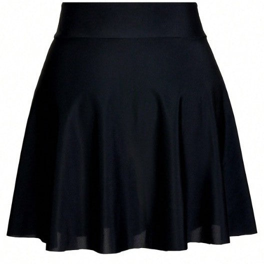 CL (L-4XL) solid color pleated beach dress high-waisted skirt swing bikini beach plus size swimsuit