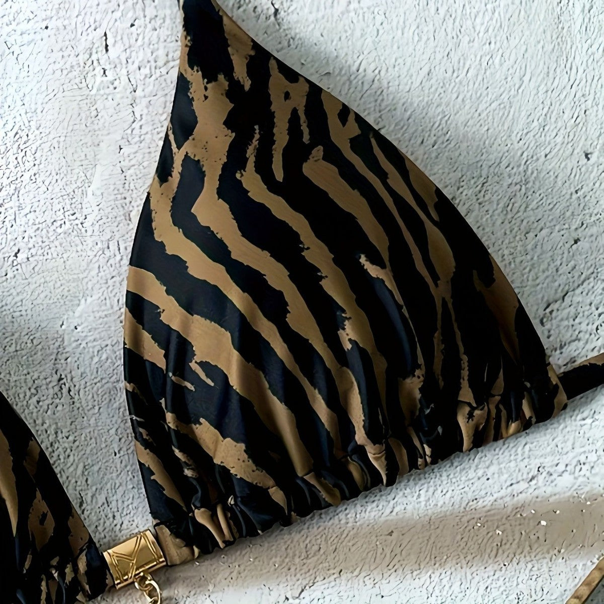 CL (S-2XL) leopard print halter triangle cup split bikini swimsuit