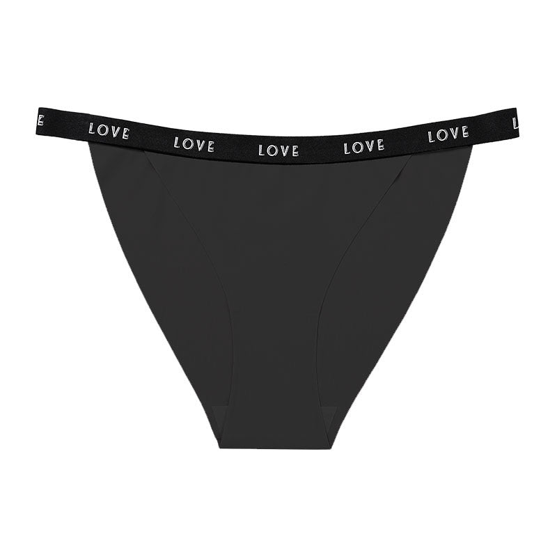 Letter waist edge Seamless ice silk cotton crotch underwear briefs breathable quick-drying nude feel