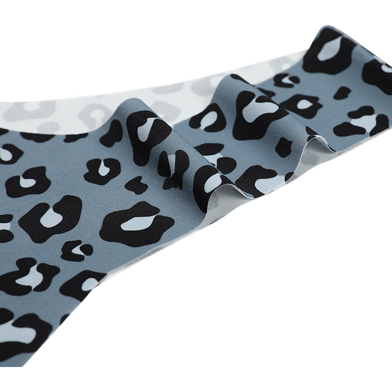 T-shaped panties low waist plus size breathable purified cotton crotch underwear seamless Ice Silk quick-drying leopard print T-back sheath