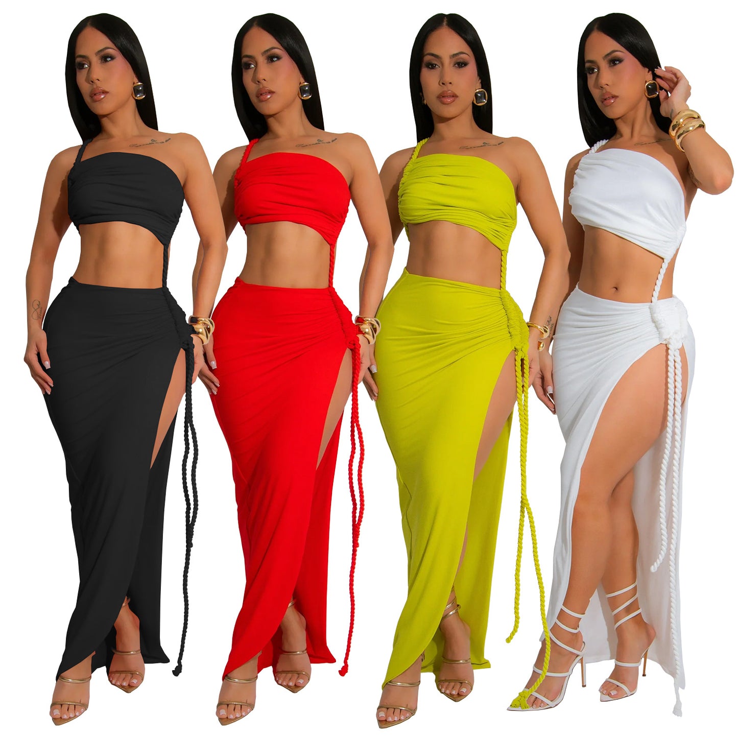 XYZ C7342 summer chest wrap side slit dress