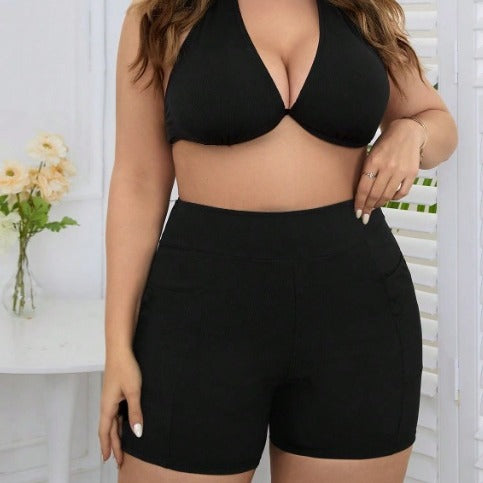 CL (L-4XL) boxer plus size Swimming trunks solid color high waist swimsuit sexy hot spring swimming trunks