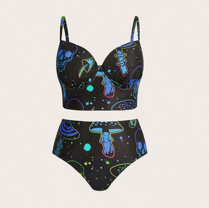 CL (L-4XL) 2026 printed bikini set with steel bracket