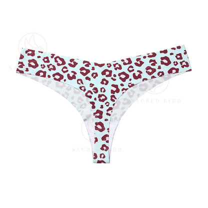 Leopard print T-back low waist T-shaped seamless one-piece cotton crotch comfortable breathable underwear