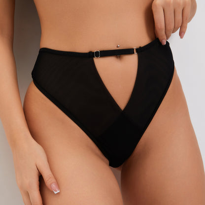 Sexy bra underwear black panel lace see-through