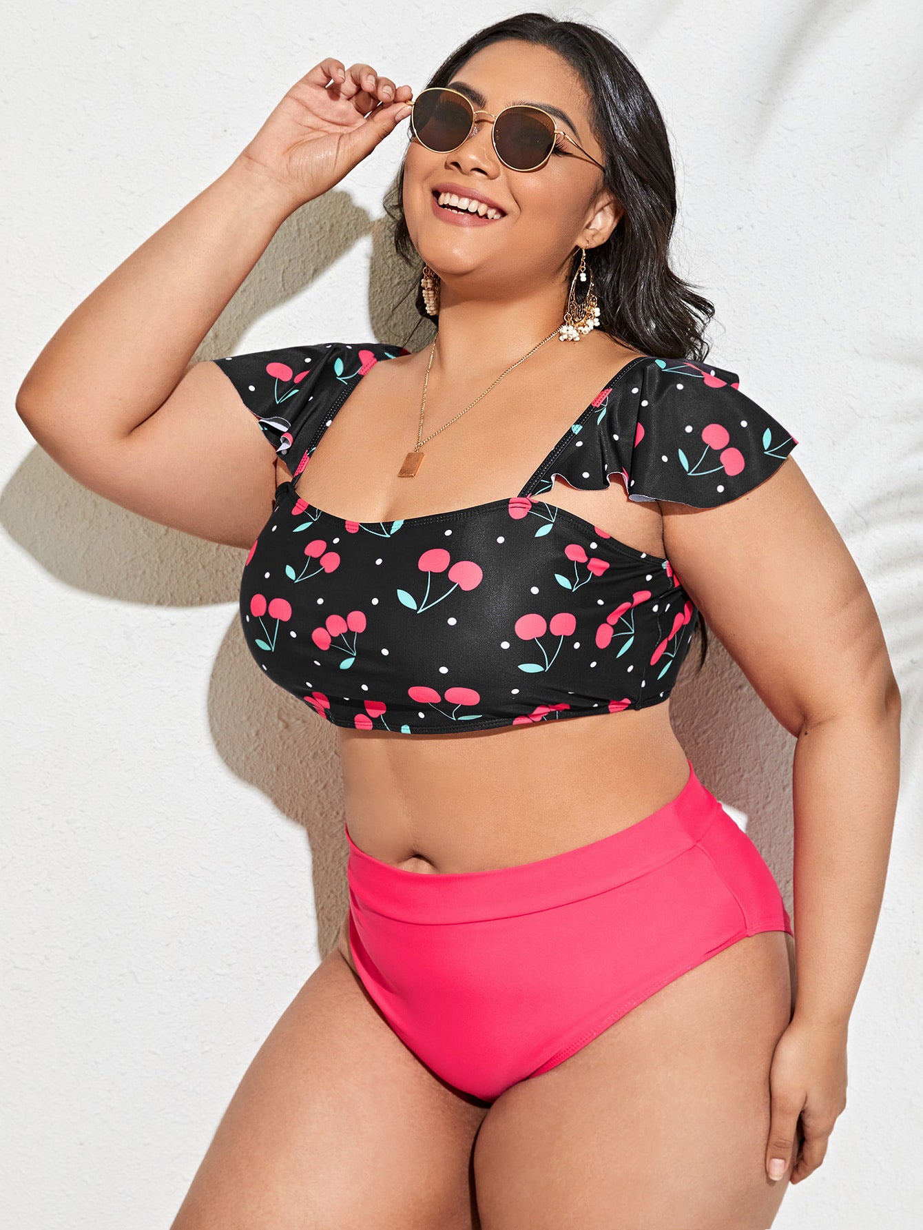 LF (L-4XL) swimsuit women's sexy split bikini floral plus size plus-sized