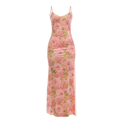 SXR K6D09965A summer tight waist printing slip dress