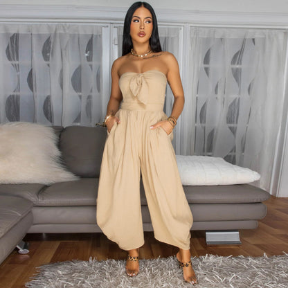 MYF (S-2XL) 20170 summer wrapped chest collar jumpsuit