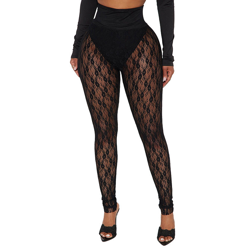 DZHT J25PT457 skinny hollow-out fishnet stockings fashion lace leggings