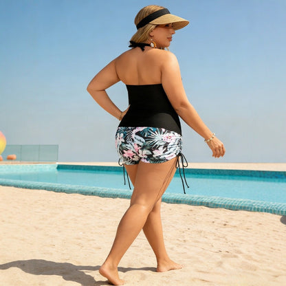 CL (L-4XL) 2026 plus size swimsuit female split two-piece suit high waist