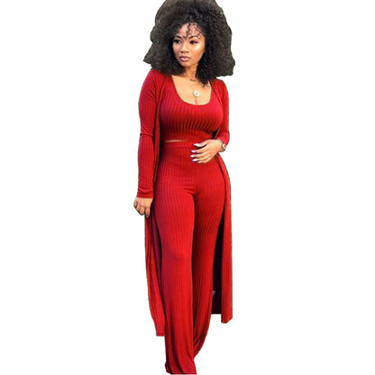 MYF (S-2XL) high elastic sunken stripe three-piece suit