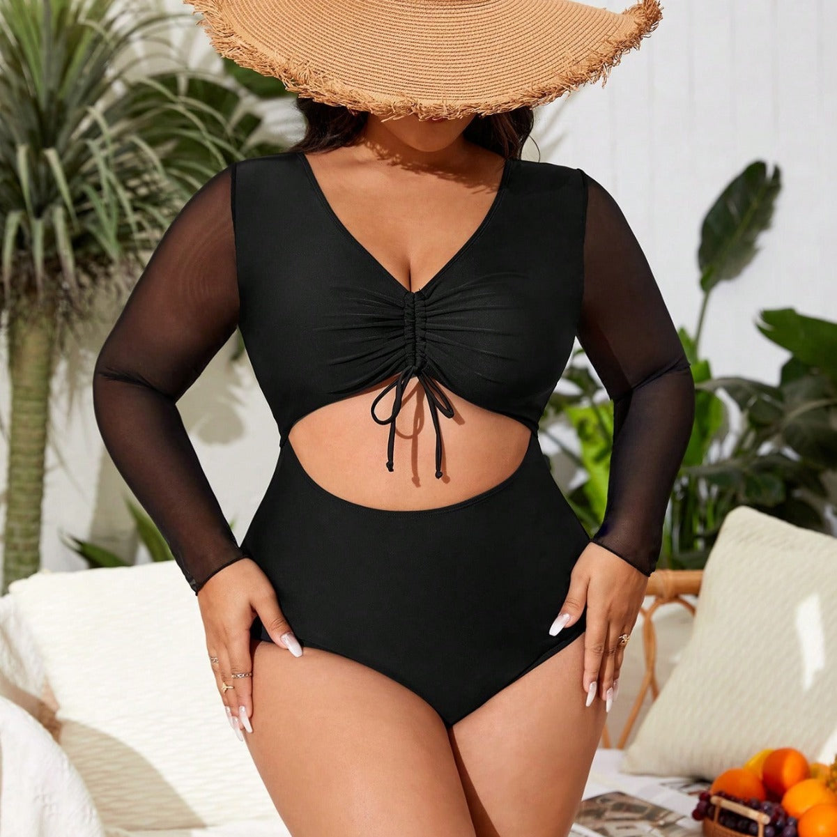 LF (L-4XL) bikini sexy suit split solid color plus size swimsuit