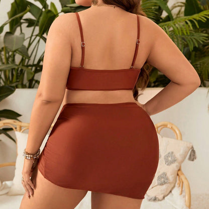 LF (L-4XL) bikini sexy suit split solid color plus size swimsuit