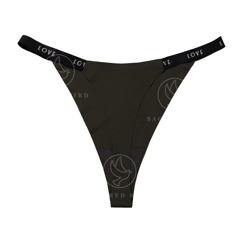 Letter printing grinding traceless plus size cotton crotch less underwear T-shaped panties T-back