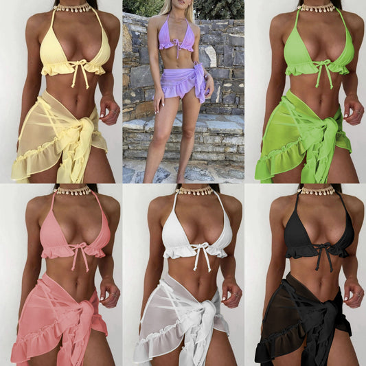 (4 days ready to ship) SY net skirt hemline pleated bikini