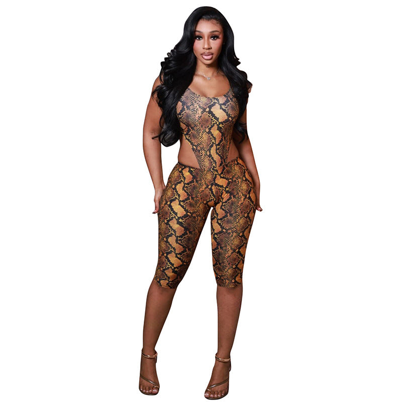 DZHT J26ST076 fashion slim Python one-piece suit