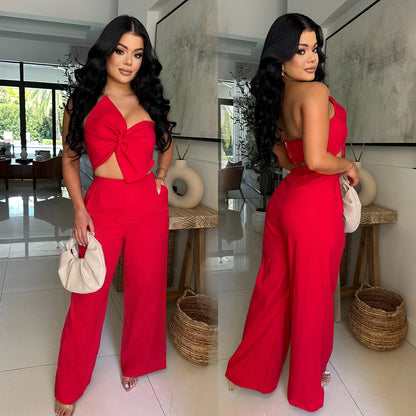 XYZ C7375 bow casual trousers two-piece set