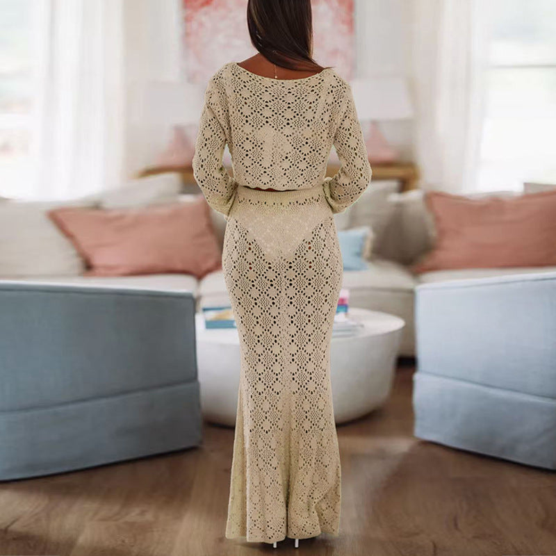 CYB long-sleeved sweater sheath skirt two-piece set