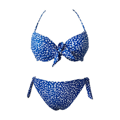 LF (L-4XL) women's split color printing swimsuit plus size