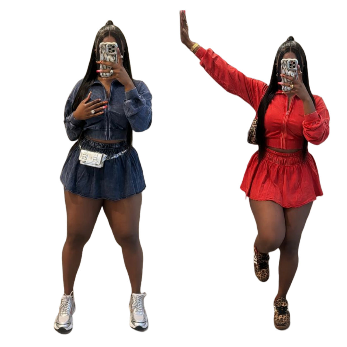 MZ (S-2XL) MZ88612 pure cotton elastic-force jacket skirt outfit