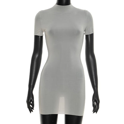 DZHT Y26DS074 tight see-through short sleeve dress