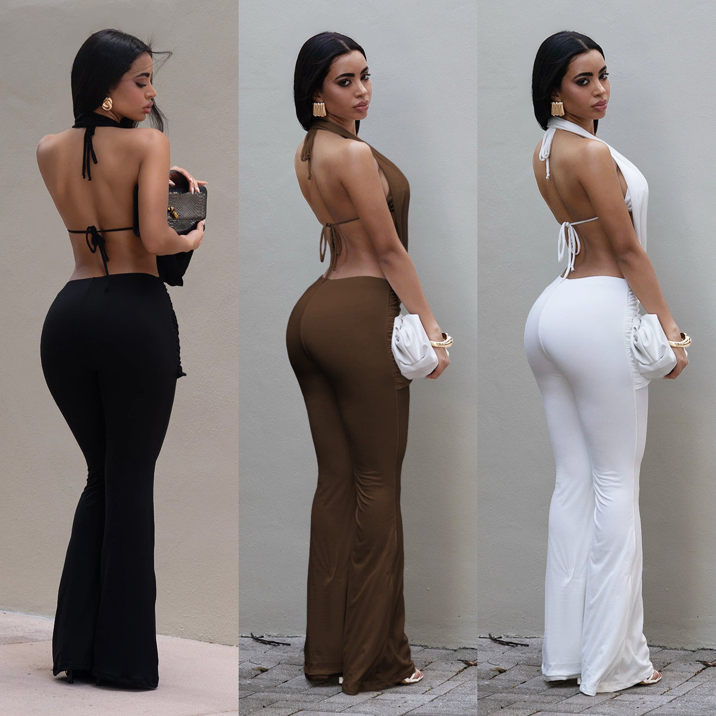 XYZ C7589 backless top and trousers suit