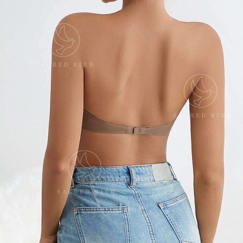 Strapless underwear non-slip band chest pad one-piece wrapped chest seamless wireless Ice Silk breathable quick-drying bra