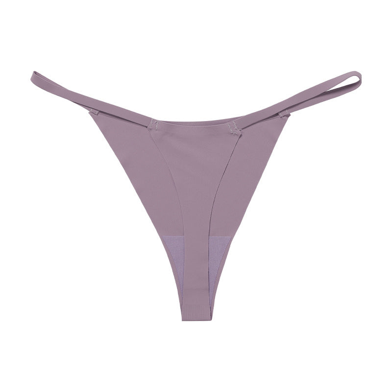 Low waist Ice Silk seamless T-back grinding cotton crotch T-shaped quick-drying